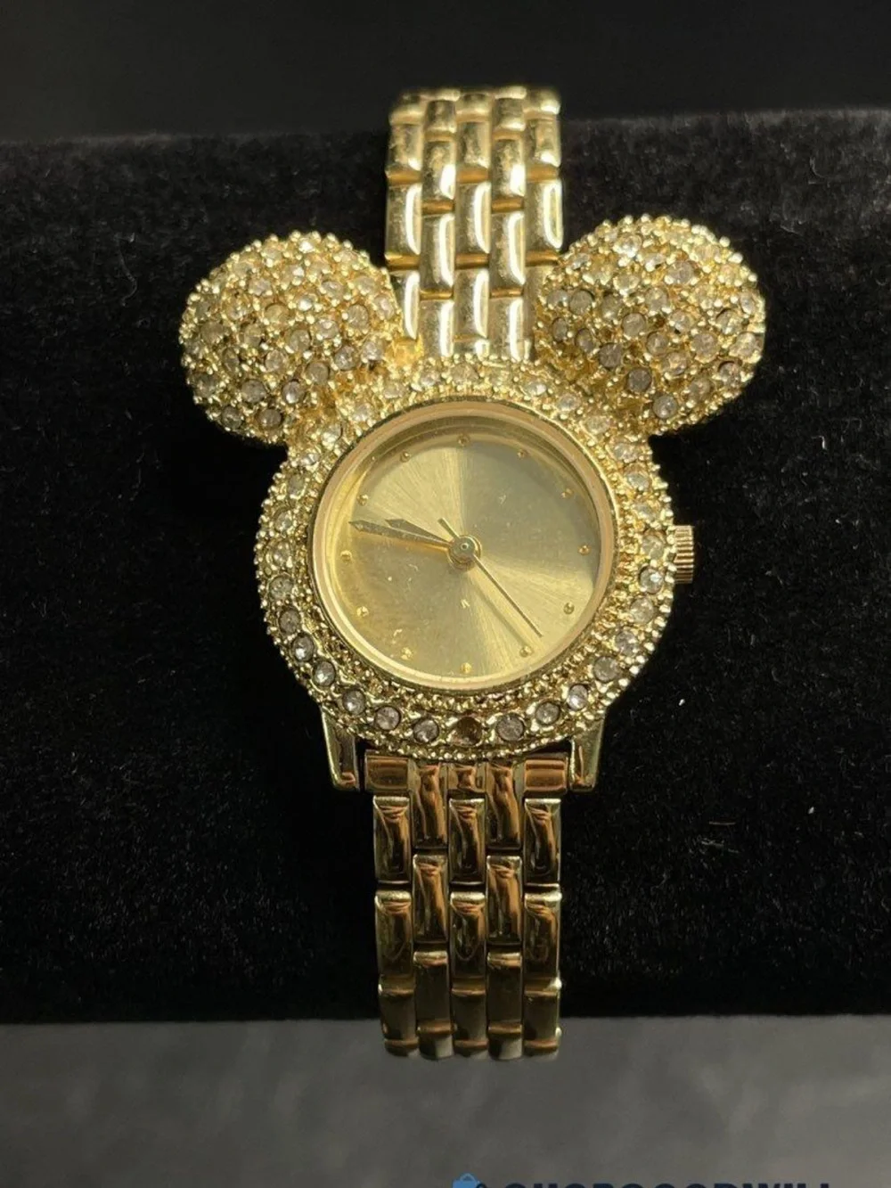 Disney Mickey Mouse rhinestone watch featuring pave crystal-accented ears